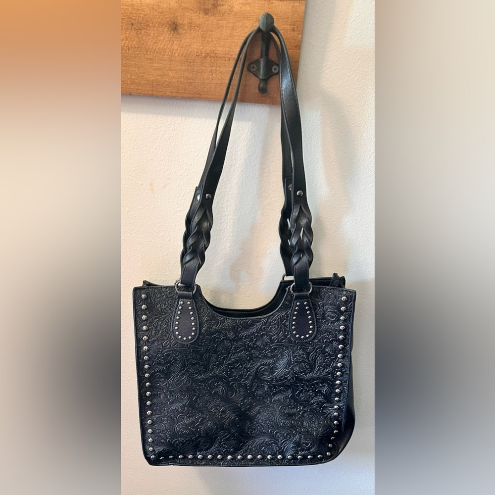 NWT Sam & Hadley Embossed Tote Black